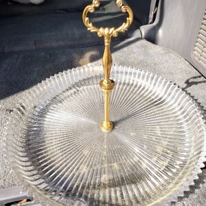 Elegant Gold and Clear Glass Tiered Serving Tray